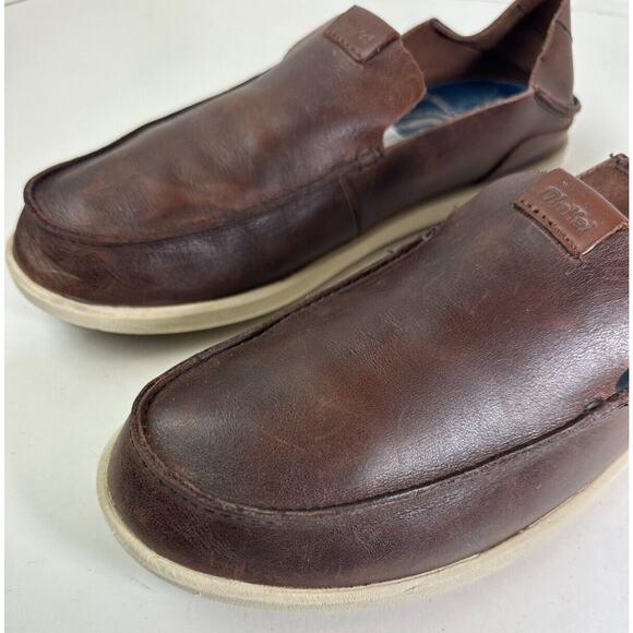 Olukai Nalukai Slip On Shoes Brown Leather Loafer Fold Down Heel Men\'s Size 8.5 main image 5